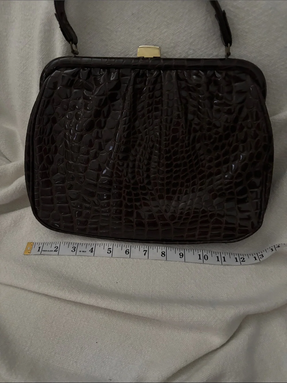 Vintage dark brown faux crocodile bag